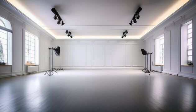 empty white photography studio modern background