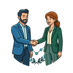Fototapeta premium business people shaking hands in agreement with financial chart background