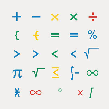 Colorful Mathematical Symbols and Equations on a Light Background