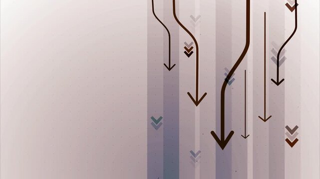 Abstract background with downward arrows and vertical lines, showing decline movement and data flow animation