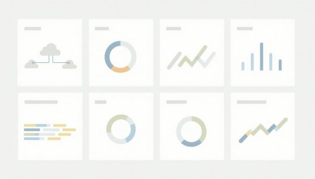 Informe infogr&aacute;fico de dise&ntilde;o limpio con iconos de nube y gr&aacute;ficos de datos estructurados