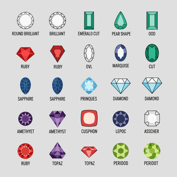 Gemstone Cuts and Shapes Collection - Diamonds, Rubies, Sapphires, Amethysts