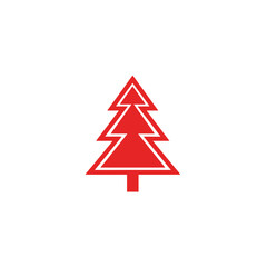 Fototapeta premium Minimalist red pine tree icon isolated on white background