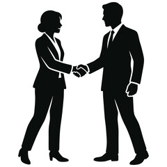 Fototapeta premium professional business people shaking hands a woman and a man in suits