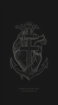 Nautical anchor and human heart sketch for World Heart Day.