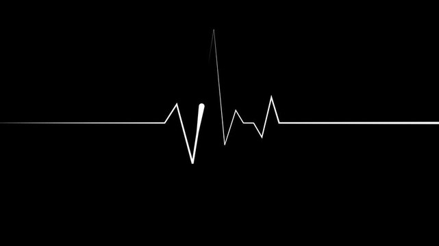 Heartbeat line pulse spike and flat line emergency monitoring animation