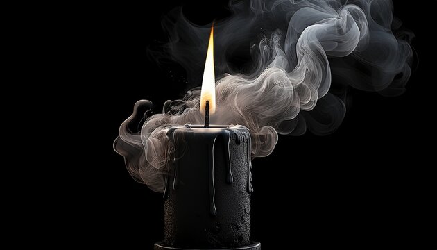 black candle smoke cloud isolated transparent generative ai