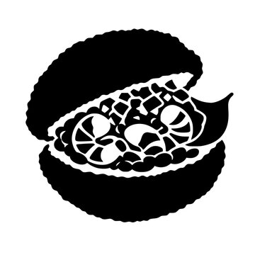Black silhouette of Brazilian acaraj&eacute; icon isolated on white background representing Bahia street food and traditional Afro-brazilian cuisine