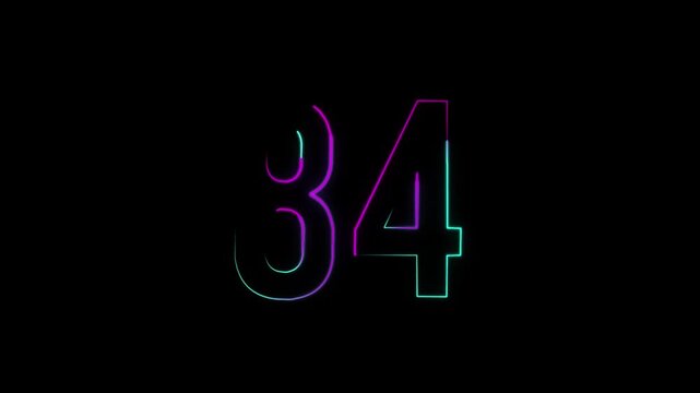 Neon number 84 with alpha channel, numerology, numbers with a transparent background