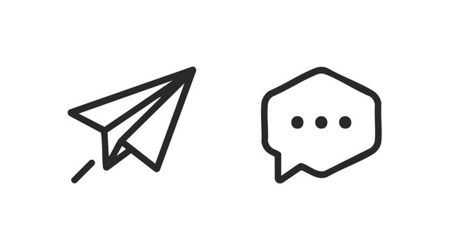 Paper plane icons set. Vector communication symbols for digital messaging and email design.