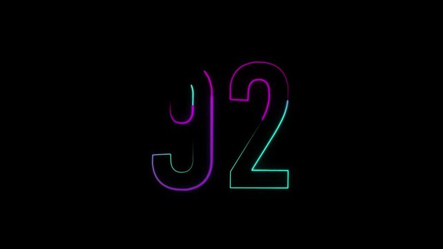 Neon number 92 with alpha channel, numerology, numbers with a transparent background