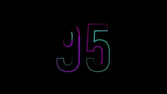 Neon number 95 with alpha channel, numerology, numbers with a transparent background