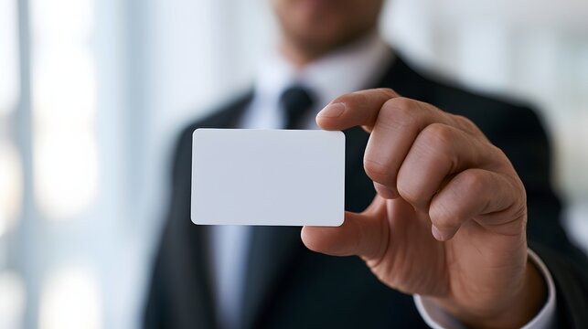 security officer displaying a blank identification card, workplace safety, visitor management, corporate access control, realistic professional portrait, clean business environment