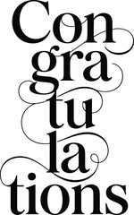Elegant congratulations typography design with decorative swirls isolated on a plain white background © Vector Mahi