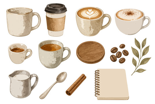 Coffee mug clipart collection featuring various styles and designs for creative projects