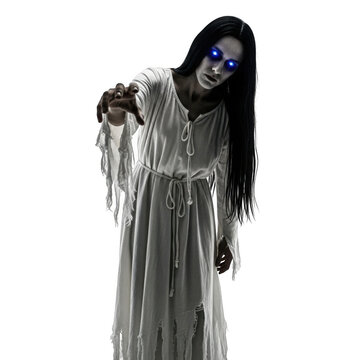 Scary ghost woman glowing eyes