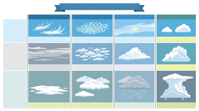 Educational chart of cloud types and weather conditions