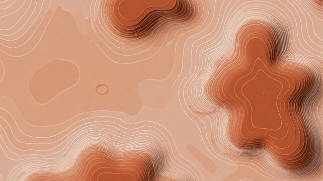 Abstract Topographic Contour Lines Background Terracotta Sand Tones 3D Layers