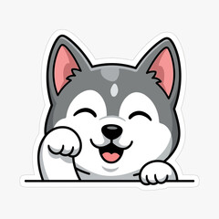 Fototapeta premium Smiling Cartoon Husky Dog Face Closeup.