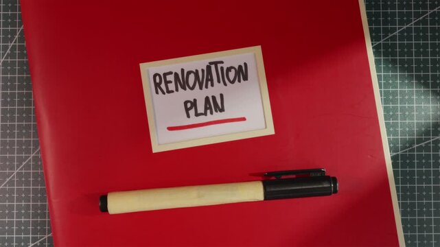 Clean wide view of Renovation Plan red notebook binder