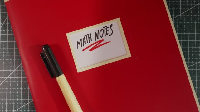 Wide angle view of Math Notes red study binder