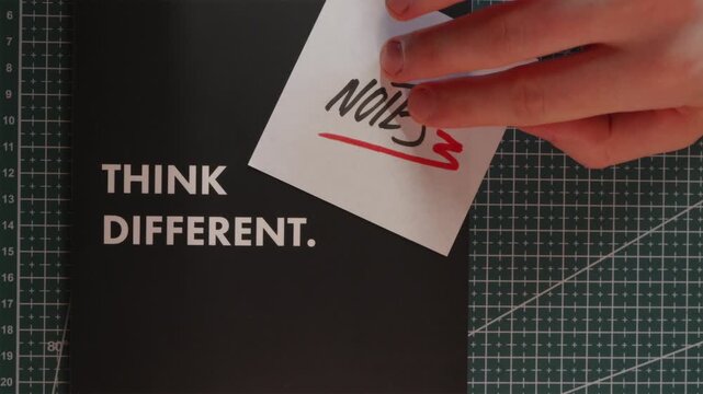 Wide perspective of Think Different journal with Notes paper note