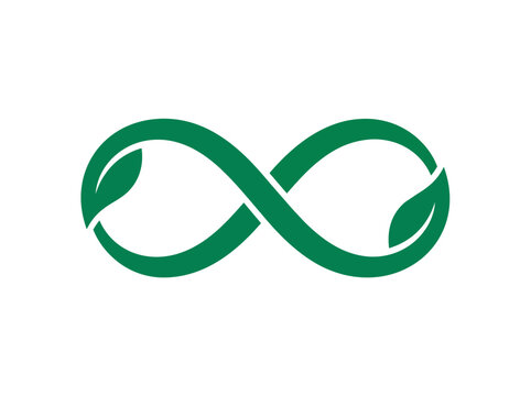 Green infinity symbol leaf nature design icon