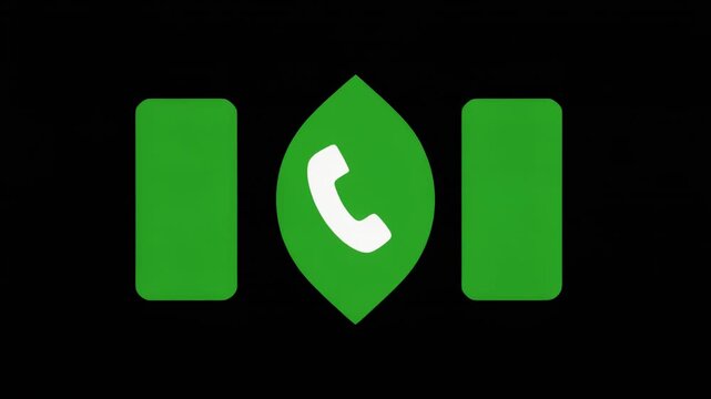 Green phone icon animation in motion with leaf element during communication concept with clean background motion graphics