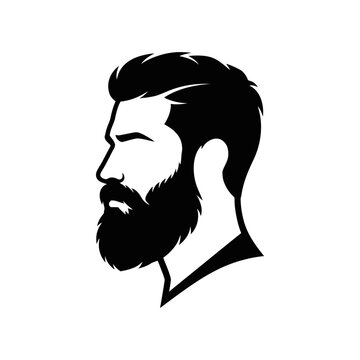 Silhouette of a bearded man with styled hair in profile view.