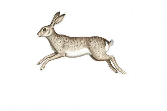 Running hare illustration on black background