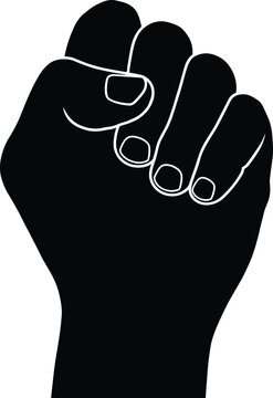 Raised Fist Silhouette Vector Graphic Symbolizing Power, Resistance, Freedom, Human Rights Protest, and Strength Isolated on White Background
