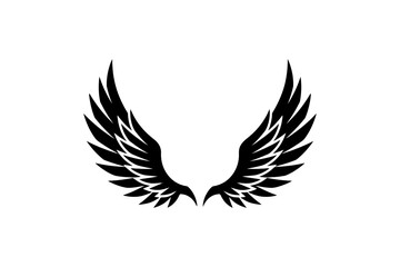 Fototapeta premium Black Stylized Wings Icon Isolated on White
