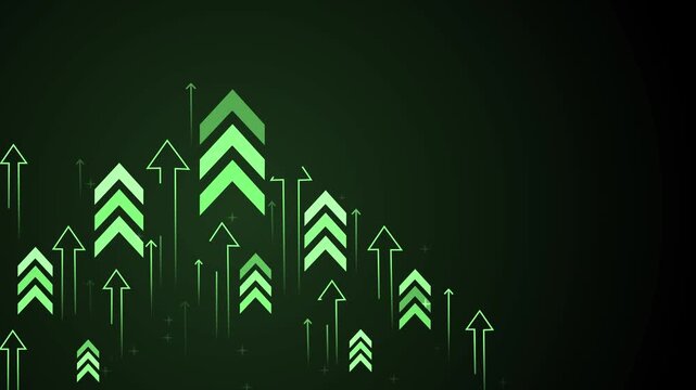 Abstract background with upward arrows and chevrons, showing growth progress success and rising trend animation