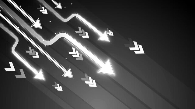 Abstract background with arrows and chevrons moving diagonally downward animation