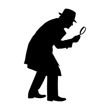 Silhouette of a detective with a magnifying glass