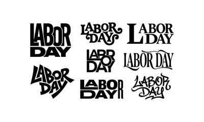 Obraz premium Labor Day Typography Collection Creative Decorative Lettering Styles for Holiday Poster, T Shirt, Sticker, Banner, Merchandise, and Print Design