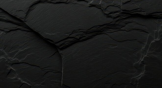 High-resolution black slate stone texture background with natural layered rock surface and dark charcoal tones.