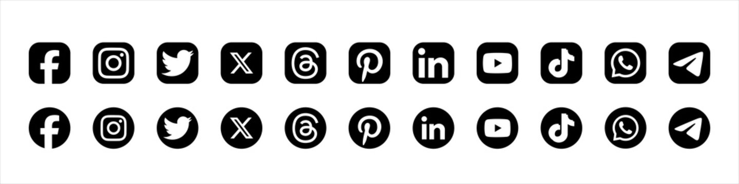 social media icons vector. social network logos collection