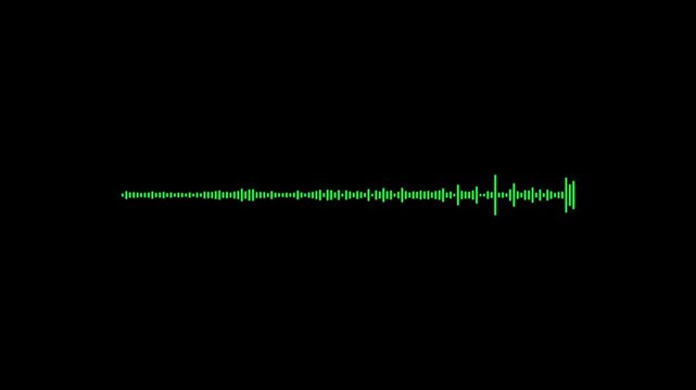 Audio frequency waveform animation on black background. 4k video