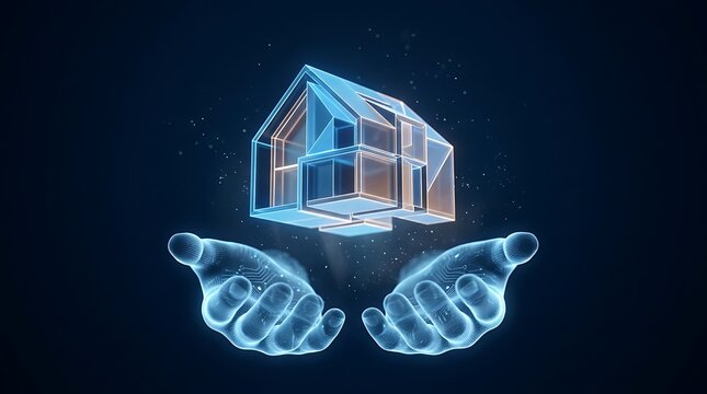 Smart Home Hologram Real Estate Technology Concept