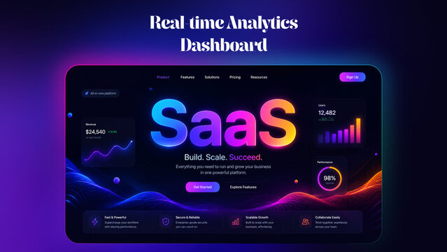 Animated Saas Website Promo and Startup Mobile App Presentation Animation Template