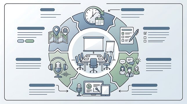 Business meeting and event planning lifecycle process infographic