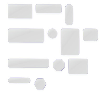 Selection of empty white geometric shapes and labels for design with geometric stickers templates
