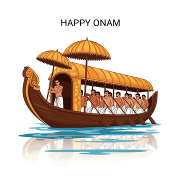 Happy Onam Celebration: Traditional Snake Boat Race in Kerala