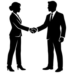 Fototapeta premium business people shaking hands a man and woman in silhouette closing a deal