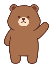 Obraz premium Cute brown bear waving hand cartoon character illustration