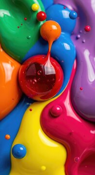 Vibrant and Colorful Paint Splatters and Drips Creating Abstract Art.