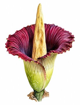 Indonesian corpse flower isolated on white