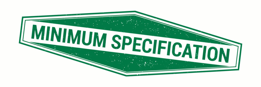 Green vintage style minimum specification label banner for design projects