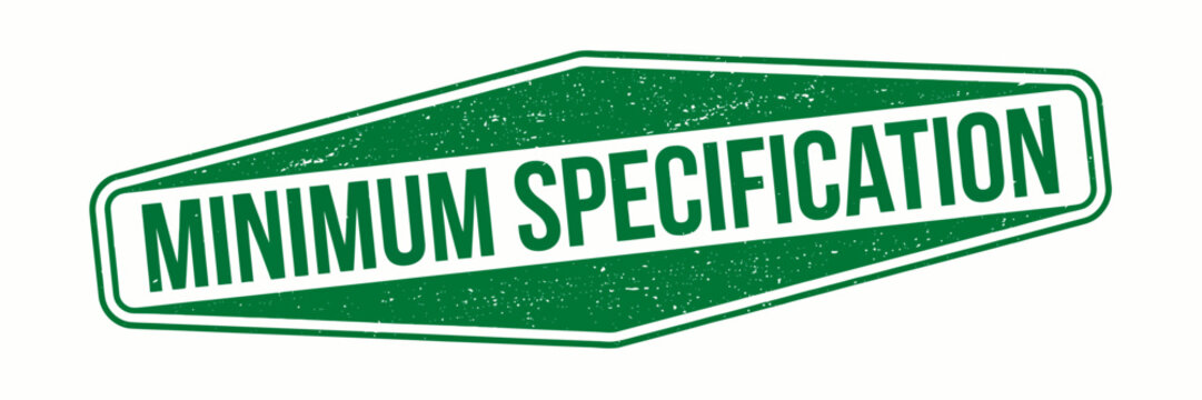 Green vintage style minimum specification label sticker for product requirements